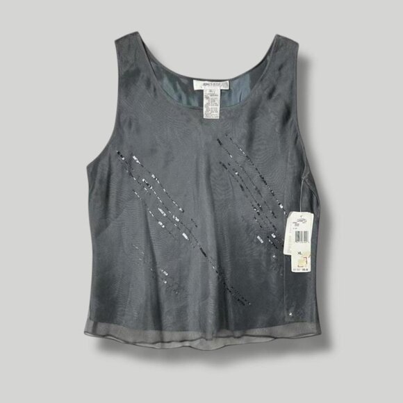 2000s silk beaded ethereal whimsigoth chiffon layered tank top NWT Jones & Co XL - Picture 1 of 8